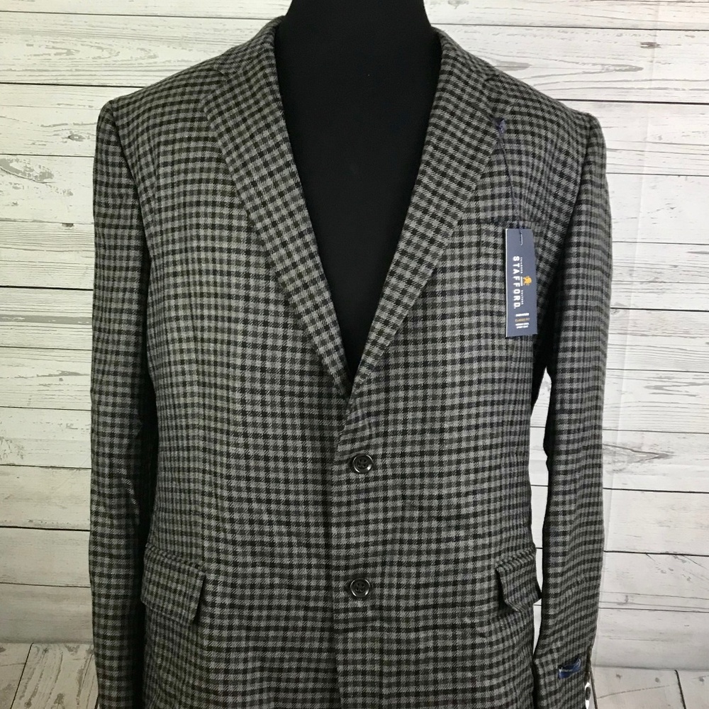 NEW Stafford Mens 2-Button Wool Blazer Mens 48L